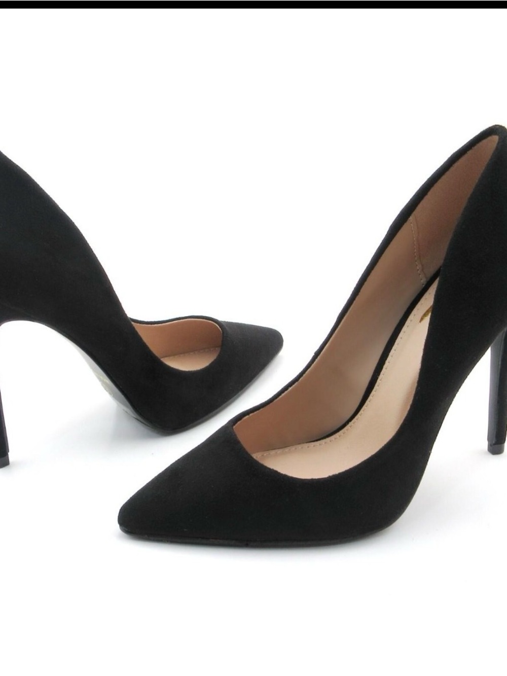 BCBG | BCBGeneration Black Faux Suede Pointed-Toe Stiletto Pumps Size 10